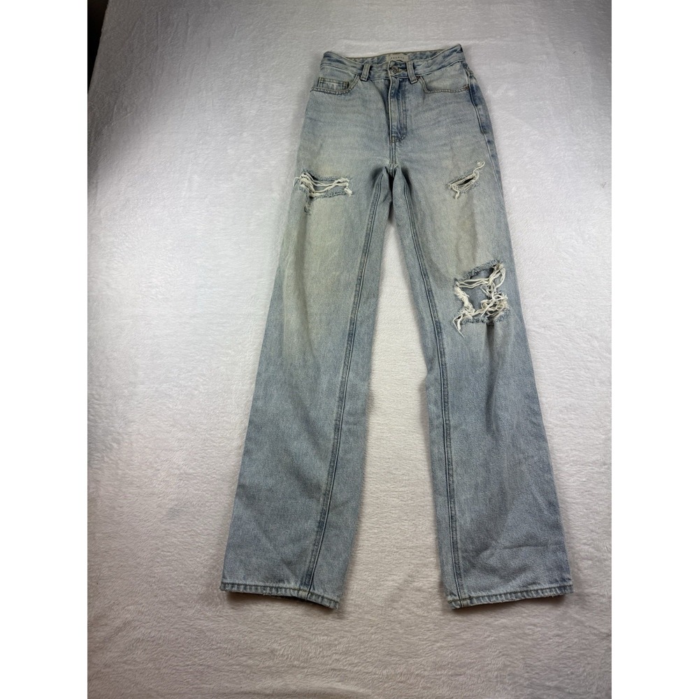 Pacsun Boyfriend Jeans Women 23x31 Blue Denim High Rise Distressed Straight Leg‎